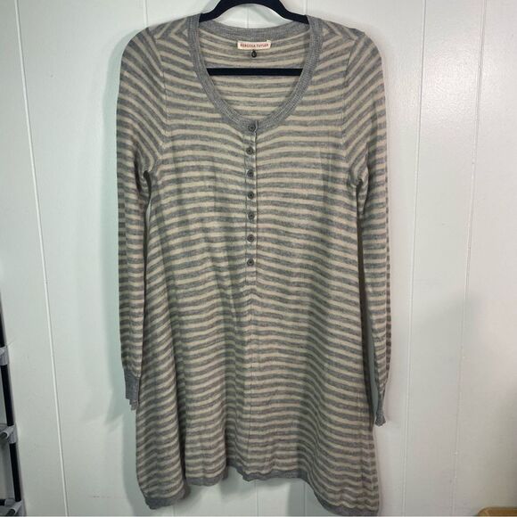 Rebecca Taylor Womens Large Sweater Long Asymmetrical Striped Sweater - Picture 1 of 6